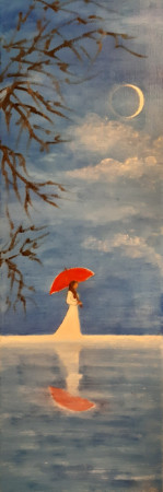 Měsíc nad řekou, 20x60 cm, Cena: 2000,- Kč