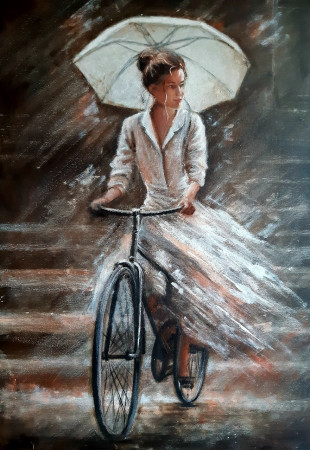 Když se snáší déšť, 50x70 cm, Cena: 4500,- Kč, prodáno