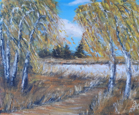 Břízy u Malé Hraštice, 30x20 cm, Cena: 2000,- Kč, prodáno
